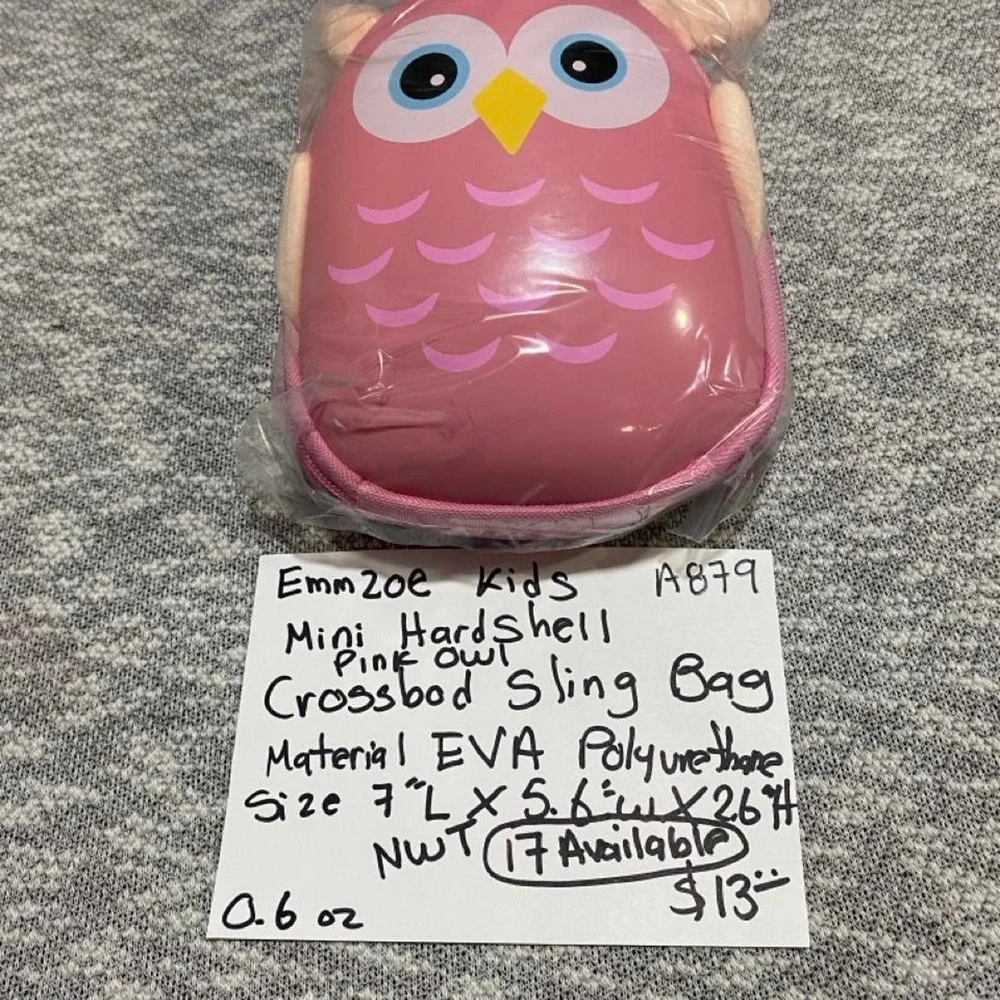 Pink owl Emmzoe crossbody sling bag. SKU-A879#kids‎